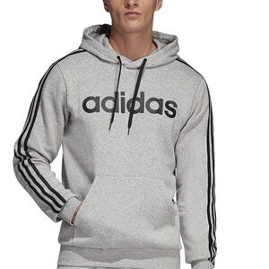 Adidas Three Stripe Gray Hoodie with Black Accents